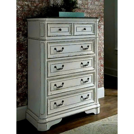 BV1809 - CH : Tủ 6 Ngăn Kéo Giả Cổ - Màu Trắng Kem 